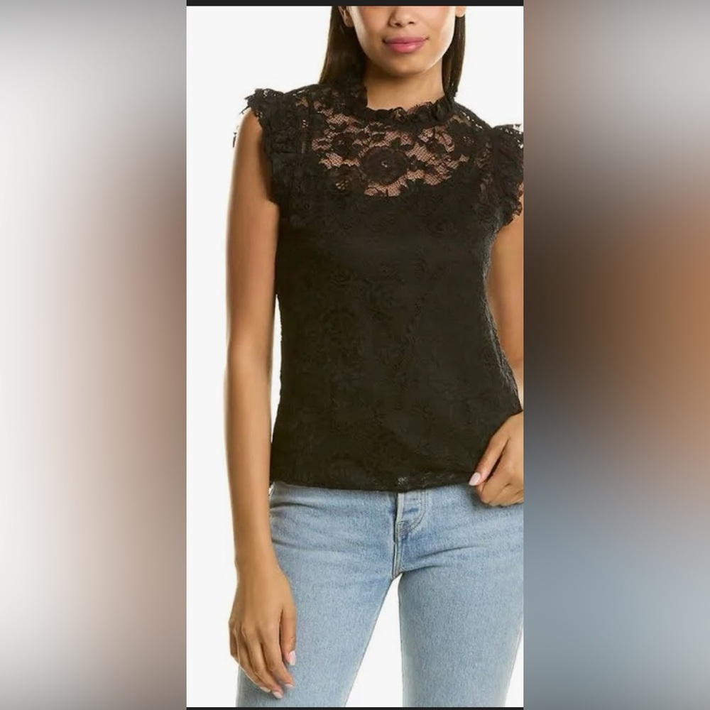 1. State Black Ruffled Fitted Blouse